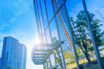 Fototapeta premium The architectural landscape of the square in the City Financial District