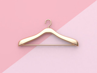 pink background gold cloth hanger 3d rendering - obrazy, fototapety, plakaty