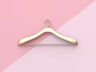 Fotobehang pink background gold cloth hanger 3d rendering © NARUEDOL