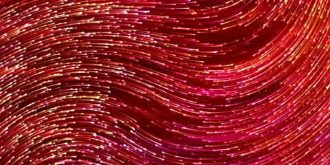 Obraz premium Wide-format header with flying swarm fireflies in night glowing tracks