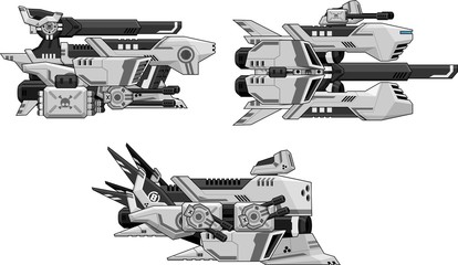 Collection of various space ships for side scrolling space shooter video games © pzUH