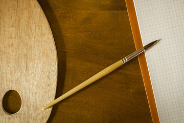 Palette and brushes for drawing
