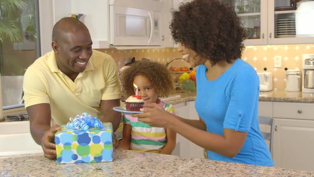 African American family  having birthday celebration
