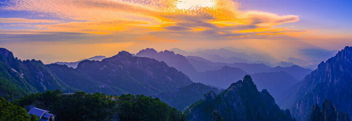 Naklejka na ściany i meble Beautiful scenery in Mount Huangshan, China
