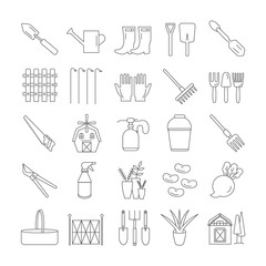 Gardening and garden tools icons set