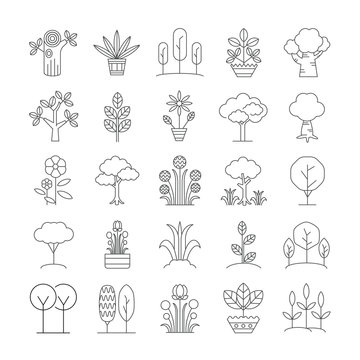 Tree and plant icons set.