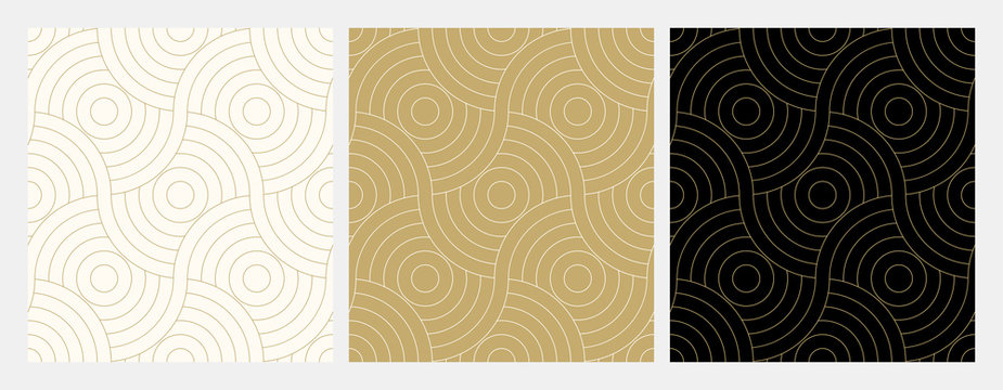 Pattern seamless circle abstract wave background stripe gold luxury color and line. Geometric line vector. Christmas background.