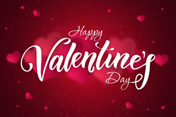 Fototapeta na wymiar Happy Valentine's Day festive web banner with pink hearts.