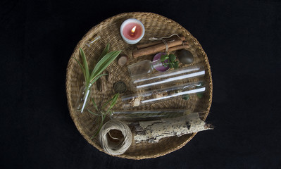 Magical altar with ingredients
