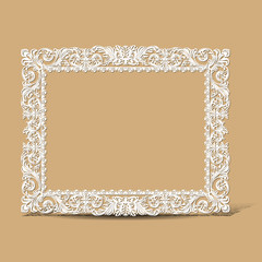 carved vintage frame made of paper photo with shadow