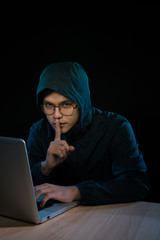 Hacker asking you to keep quiet, stealing information with laptop