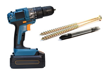 Cordless drill isolated.Electric screwdriver.