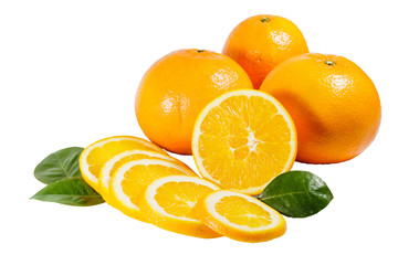 oranges on white isolated background.