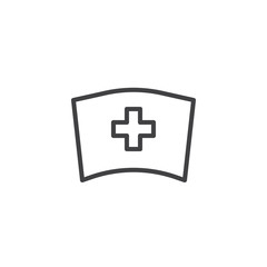 Obraz premium Medical nurse hat line icon, outline vector sign, linear style pictogram isolated on white. Symbol, logo illustration. Editable stroke