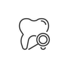 Tooth diagnostic line icon, outline vector sign, linear style pictogram isolated on white. Dental care symbol, logo illustration. Editable stroke