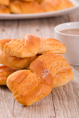 Breakfast with brioches.