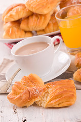 Breakfast with brioches.