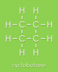 cyclobutane cyclic alkane (cycloalkane) molecule. Skeletal formula.
