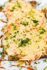 beefsteak under cheese, macro