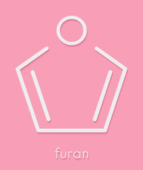 Furan heterocyclic aromatic molecule. Skeletal formula.
