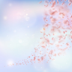 Sakura flying downwind petals on wind. EPS 10 vector