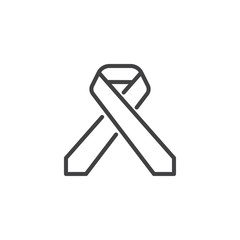 Cancer awareness ribbon line icon, outline vector sign, linear style pictogram isolated on white. Symbol, logo illustration. Editable stroke