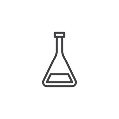 Medical test tube line icon, outline vector sign, linear style pictogram isolated on white. Conical flask symbol, logo illustration. Editable stroke