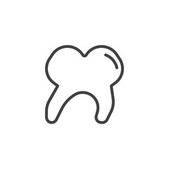 Tooth line icon, outline vector sign, linear style pictogram isolated on white. Dental care symbol, logo illustration. Editable stroke