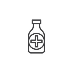 Medicine bottle line icon, outline vector sign, linear style pictogram isolated on white. Medical healthcare symbol, logo illustration. Editable stroke
