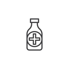 Medicine bottle line icon, outline vector sign, linear style pictogram isolated on white. Medical healthcare symbol, logo illustration. Editable stroke