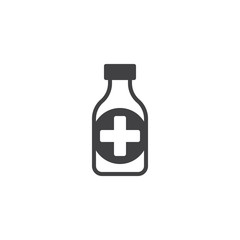 Medicine bottle icon vector, filled flat sign, solid pictogram isolated on white. Medical healthcare symbol, logo illustration