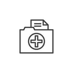 Medical history folder line icon, outline vector sign, linear style pictogram isolated on white. Symbol, logo illustration. Editable stroke