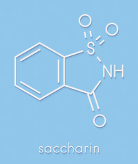 Saccharin artificial sweetener molecule. Skeletal formula.