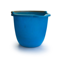 Dirty Blue Bucket Isolated on White Background