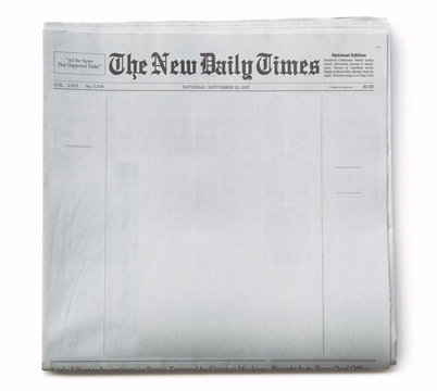 Fake Newspaper Front Blank with Fake Publication Title