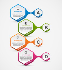Abstract hexagon options infographics template. Infographics for business presentations or information banner.