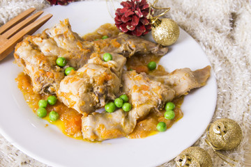 Christmas food, rabbit stew