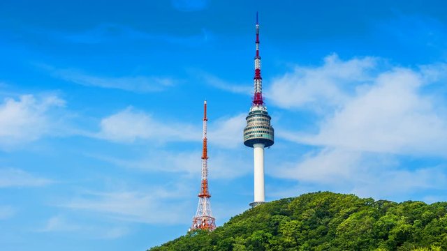 Time lapse at Seoul City and Namsan Mountain,South Korea.