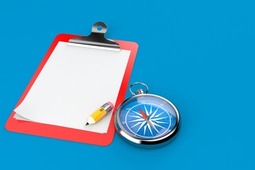 Compass with blank clipboard