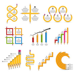 Collection Education Infographics template. Infographics for business presentations or information banner.