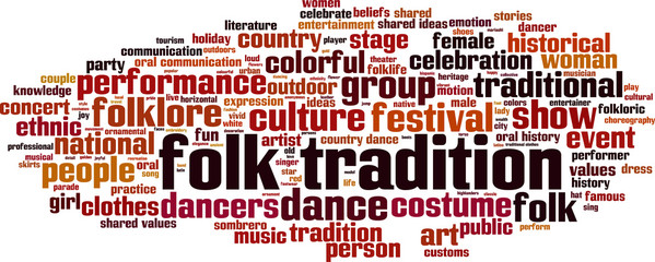 Naklejka premium Folk tradition word cloud
