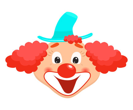 Cartoon clown face vector illustration.
