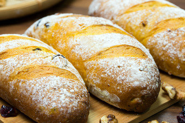 Homemade walnut and cranberry bread