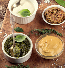 Bowls of various sauces