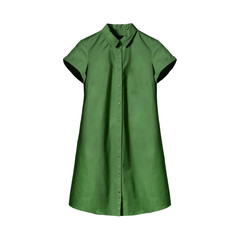 Green long woman`s shirt isolated on white background