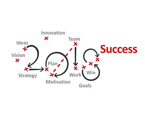 Success 2018 red marks white background vector