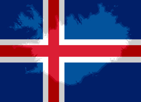 Icelandic flag with a contour of borders