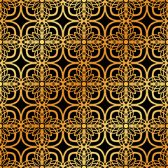 Abstract geometric golden seamless pattern. Vector illustration