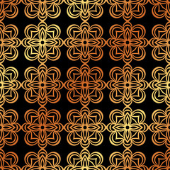 Abstract geometric golden seamless pattern. Vector illustration