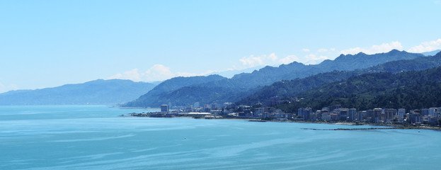 Turkey's Black Sea coast city of Rize with blue tones